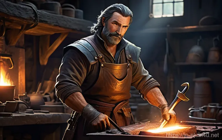 나이트크로우 NPC 호감도 시스템 - Prompt 1: The Blacksmith's Secret**